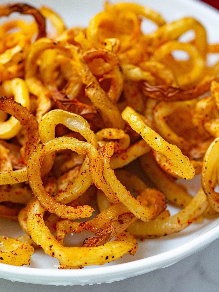 Basket of freshly air fried curly fries
