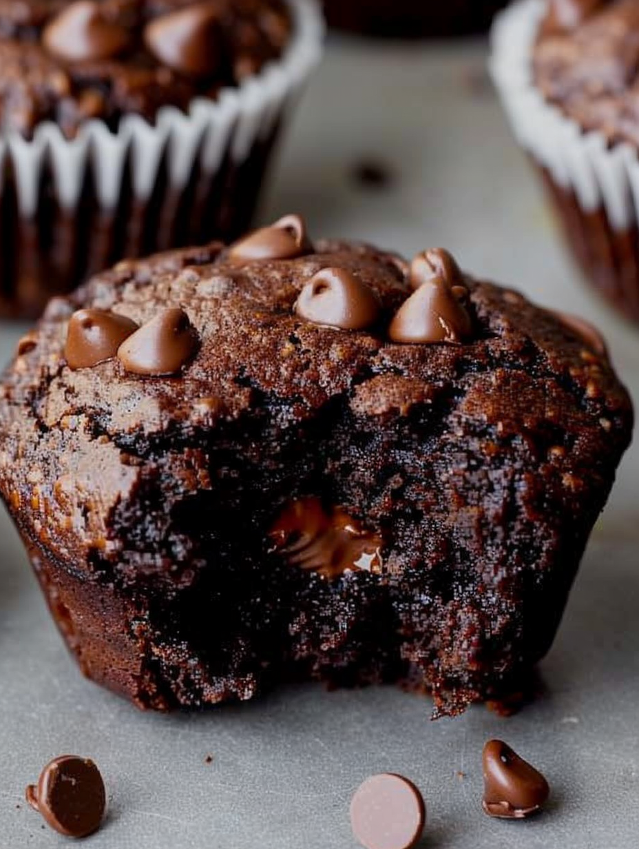 Tray of vegan chocolate muffins fresh from oven