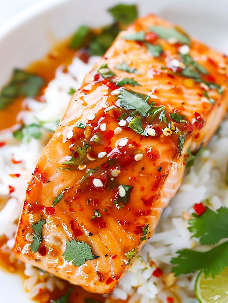 Two salmon fillets seasoned and ready in a small bowl with sauce ingredients