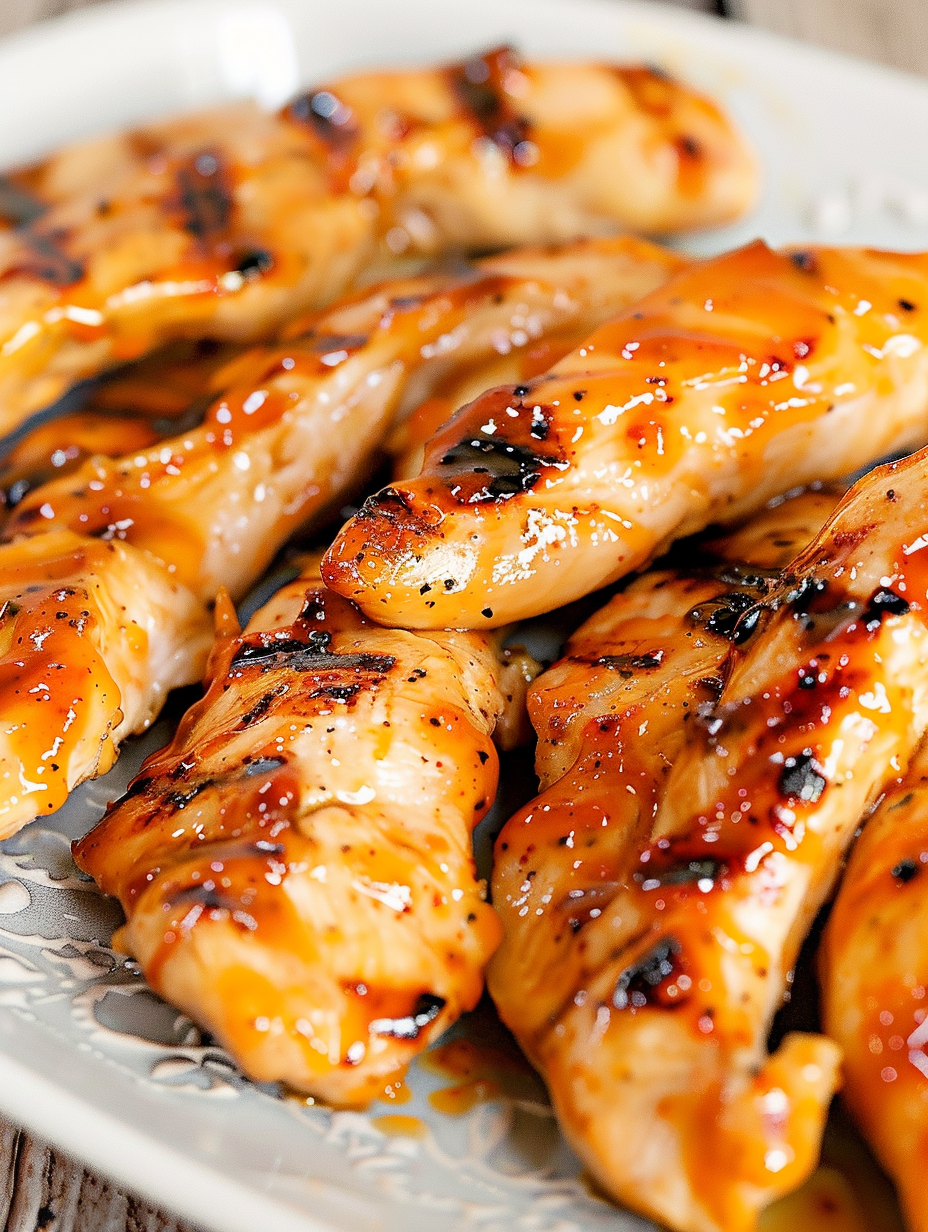 Plated orange chili grilled chicken with sides