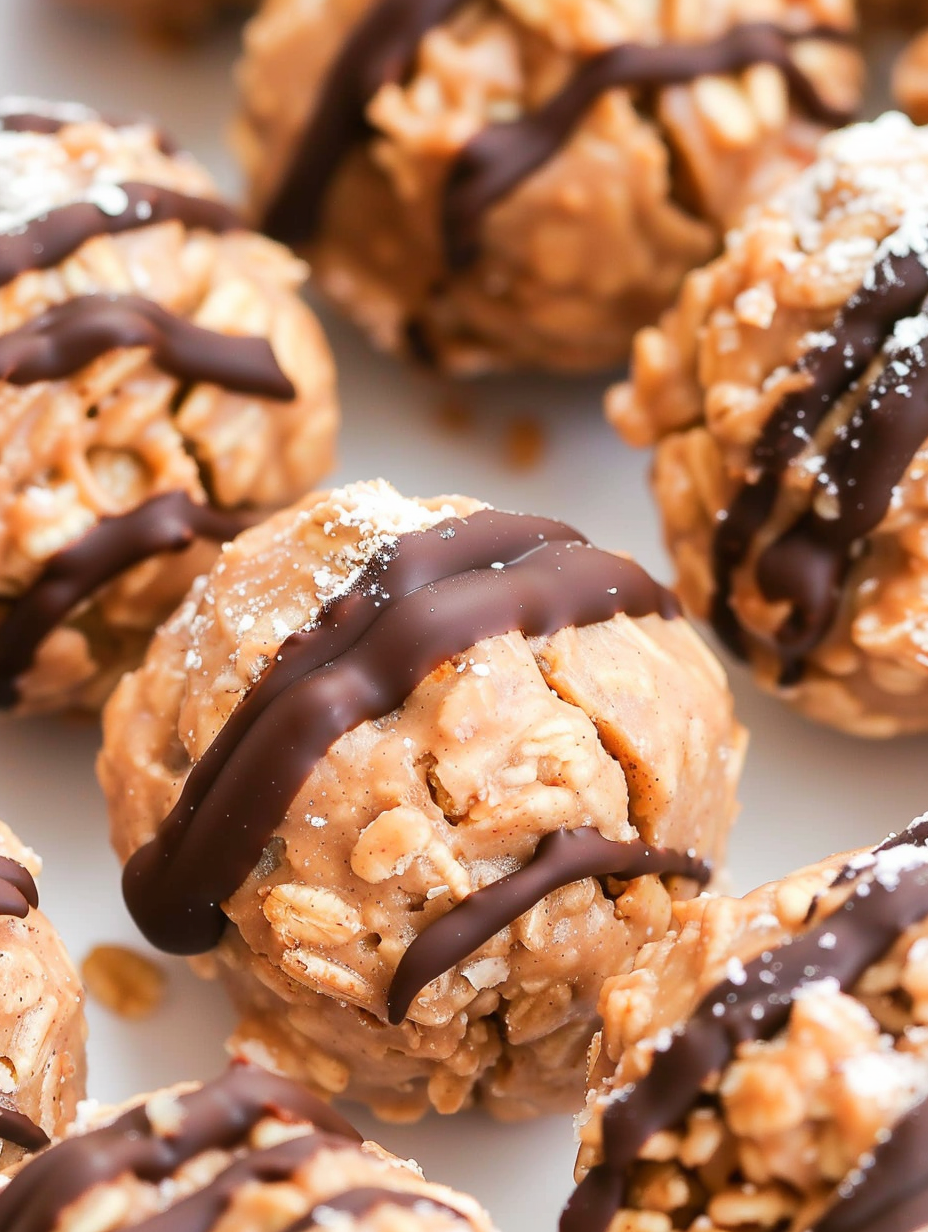 No Bake Muddy Buddy Protein Cookies on a plate