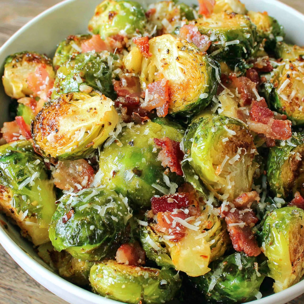 Parmesan Bacon Roasted Brussels Sprouts