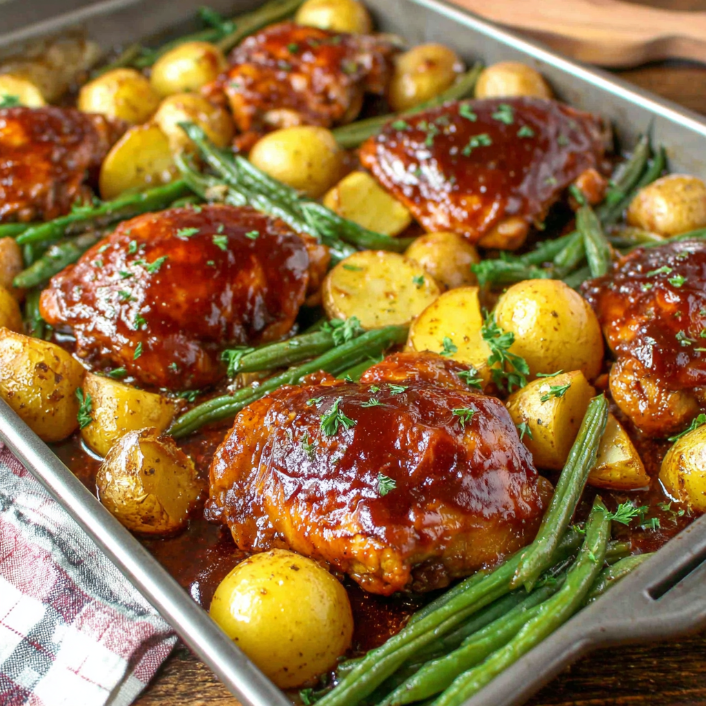 BBQ Chicken Potatoes Green Beans