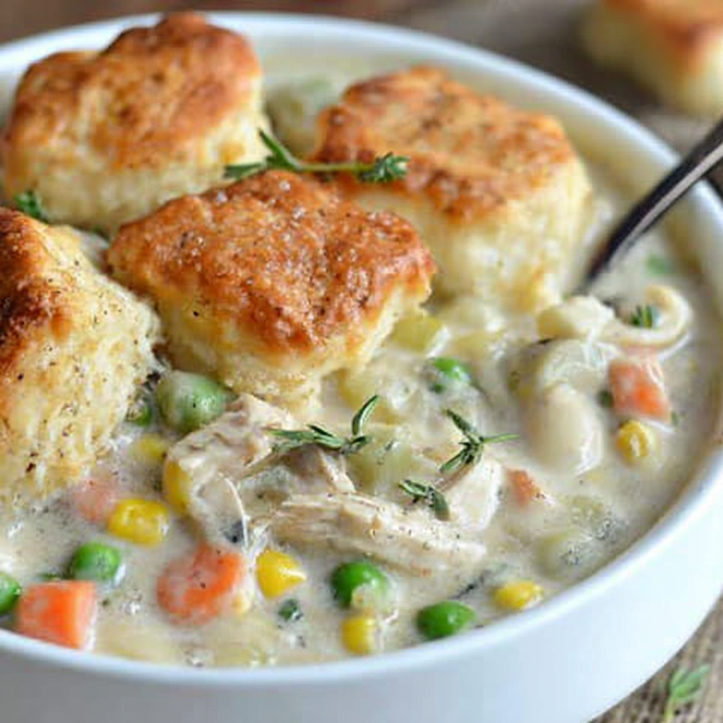 Ingredients for chicken pot pie soup arranged on a board