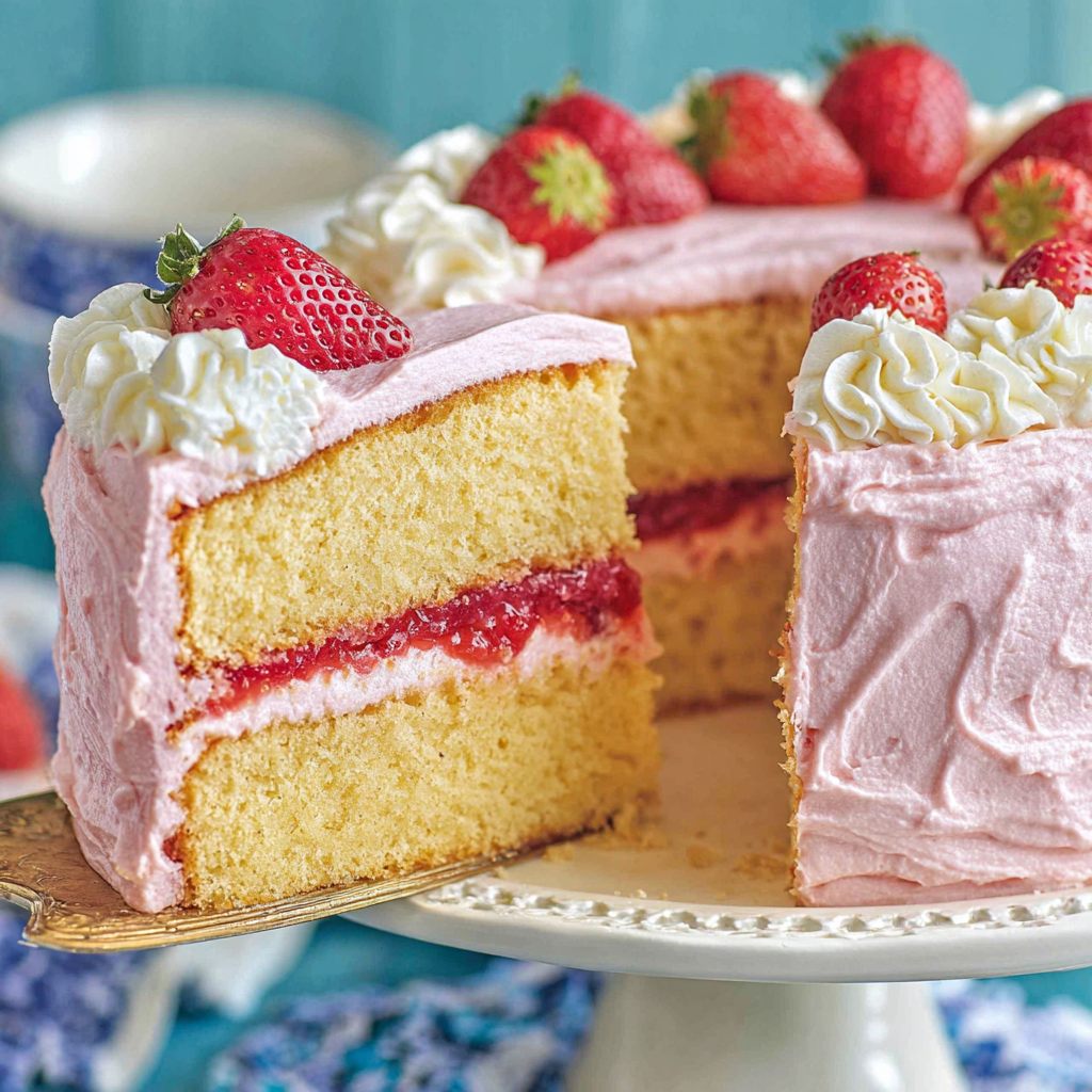 Vanilla Strawberry Layer Cake
