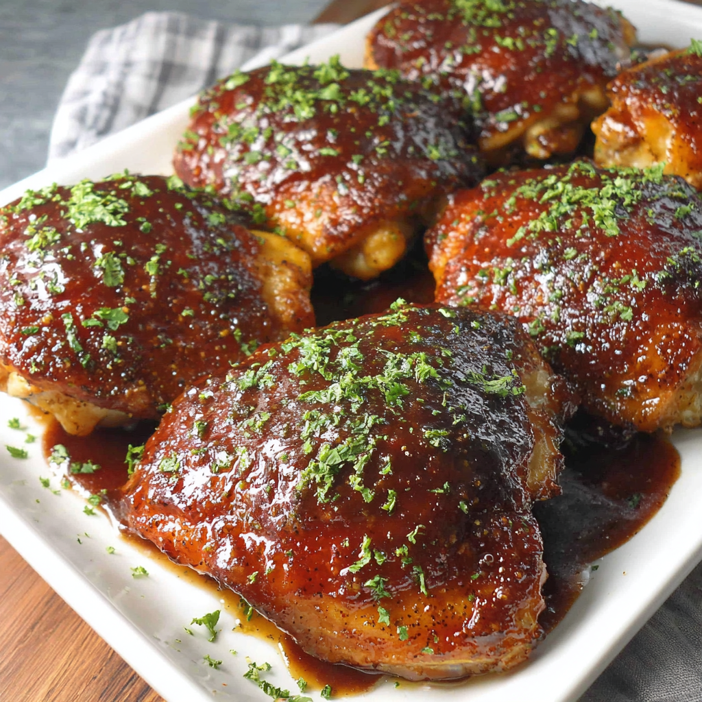 Serving sticky BBQ chicken with mashed potatoes and green onions