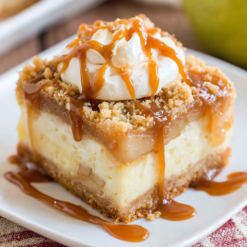 Caramel Pear Cheesecake Bars