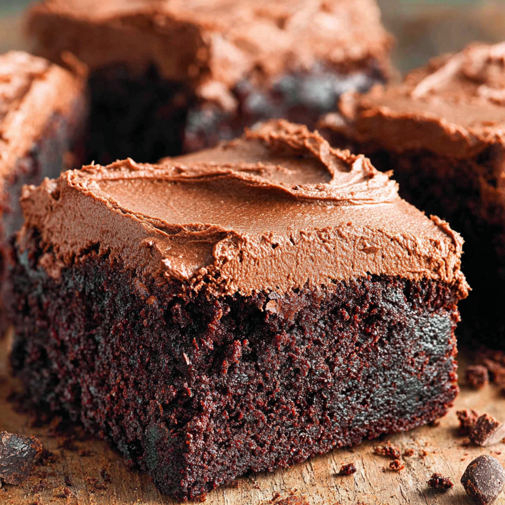Frosting being spread over a sheet of brownies