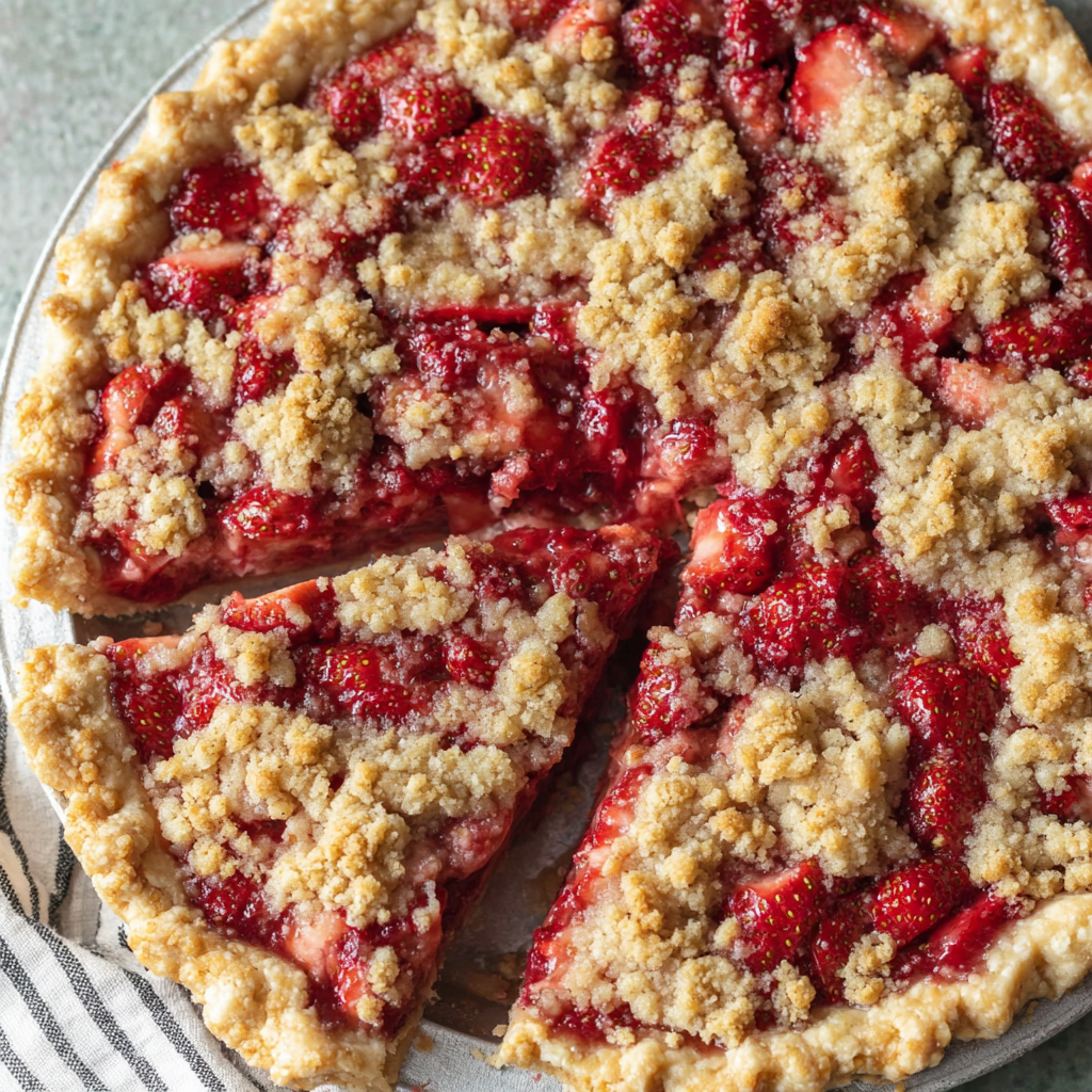 Close-up of the crumble topping texture