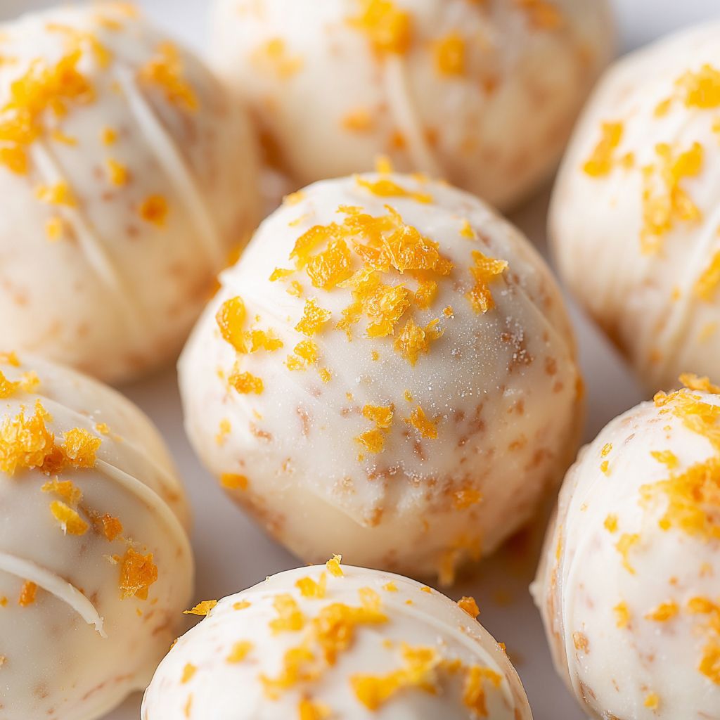 Orange creamsicle truffles on parchment