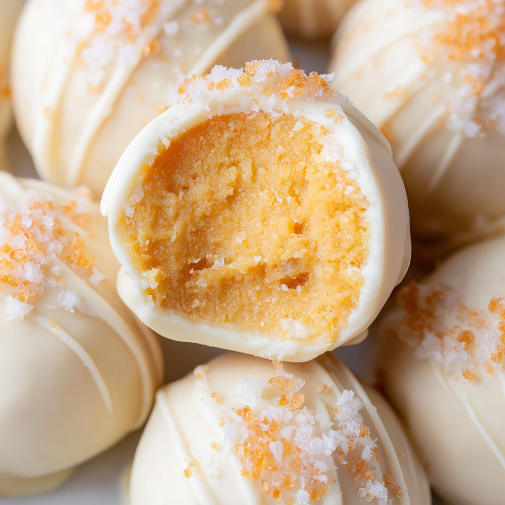 Melon baller and bowl of orange ganache