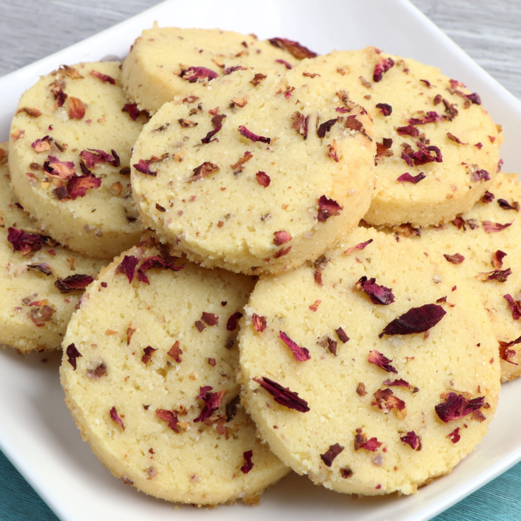 Shortbread slices on tray before baking