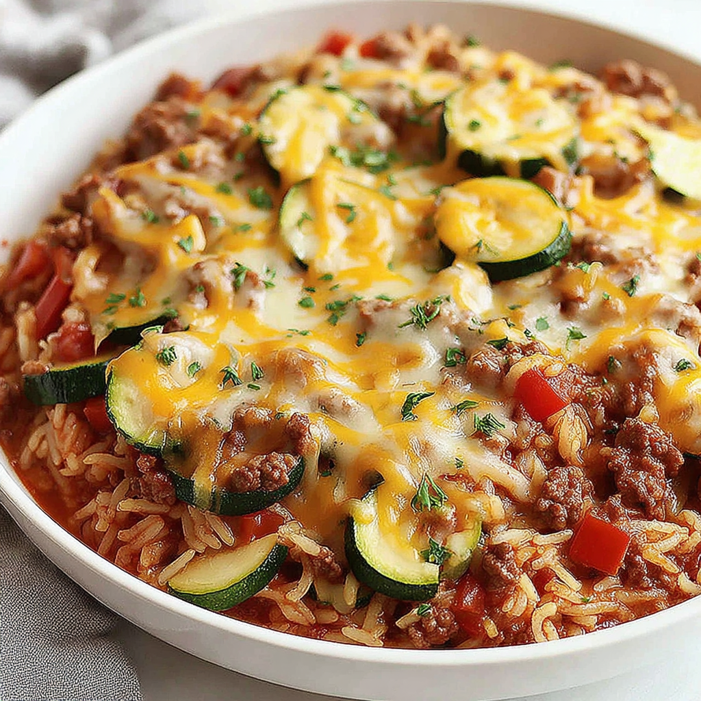 Rice & Beef Unstuffed Zucchini Casserole