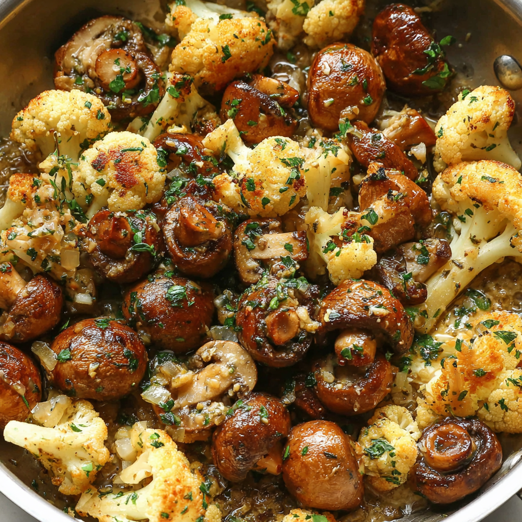 Garlic Butter Mushrooms and Cauliflower