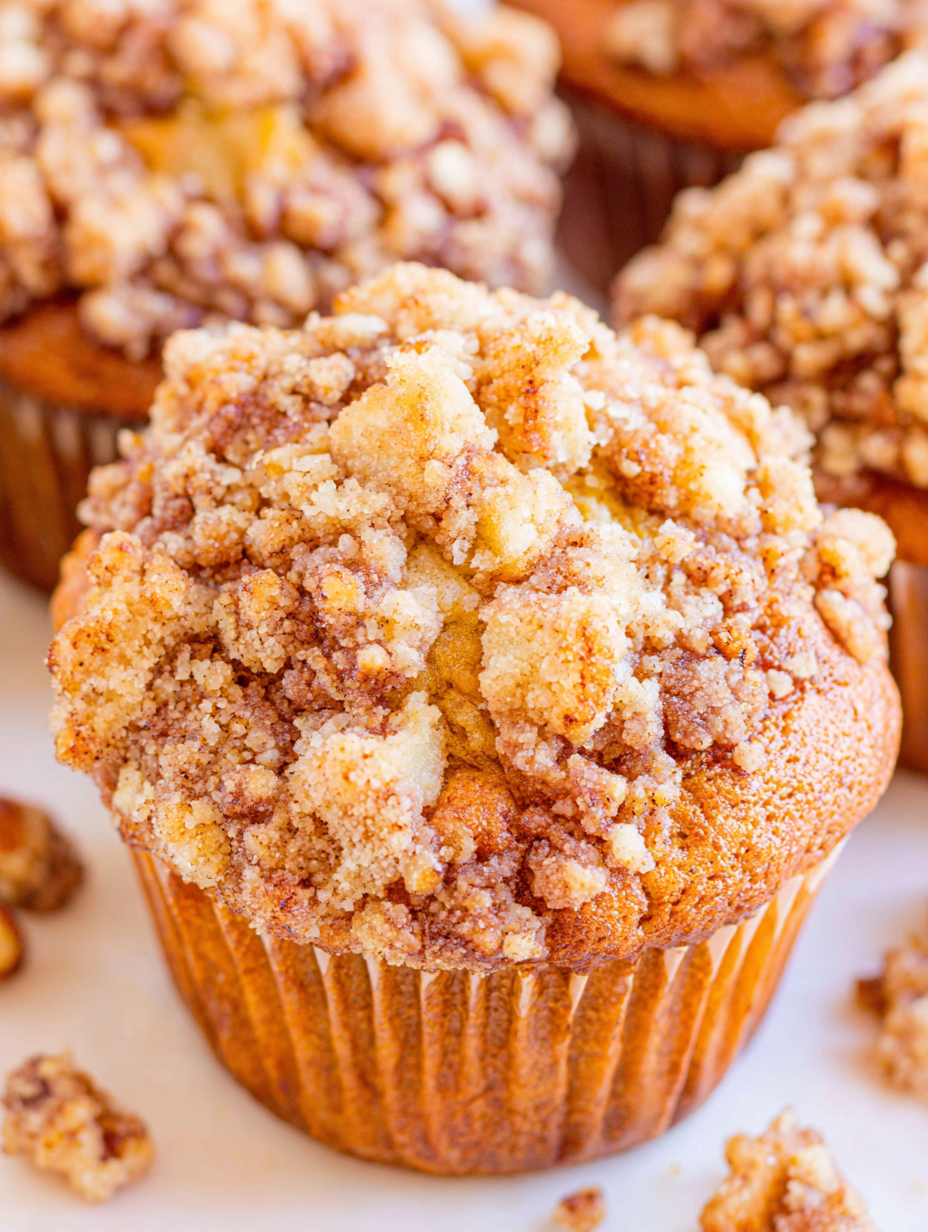 Apple muffins cooling with crumb topping