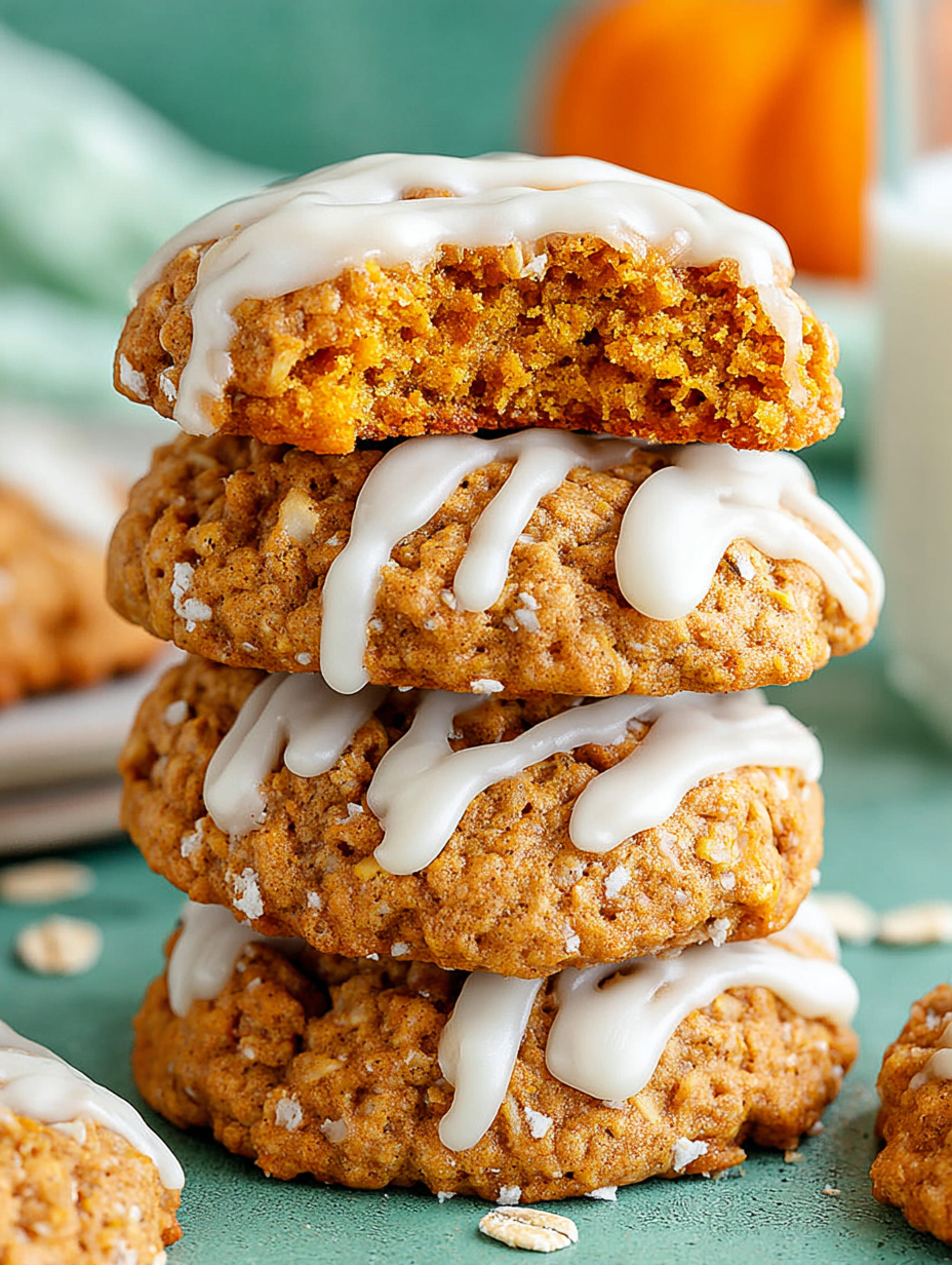 Pumpkin oatmeal cookies cooling on a wire rack