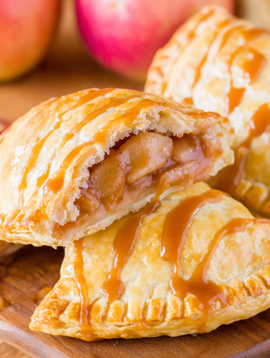 Caramel apple hand pies on parchment