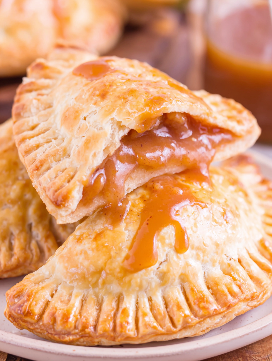 Close-up of a hand pie opened to show filling