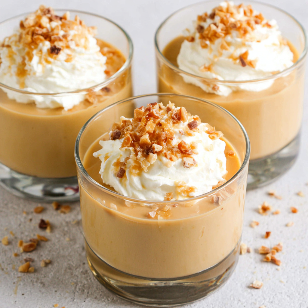 Brown sugar butterscotch pudding in glass dishes