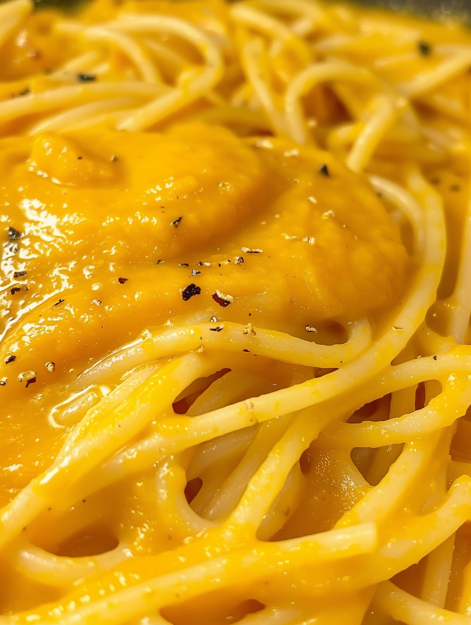 Creamy butternut squash sauce in a bowl with a spoon