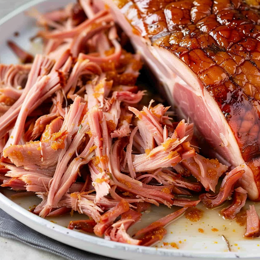 Slow Roasted Pulled Ham with Sweet and Savory Glaze