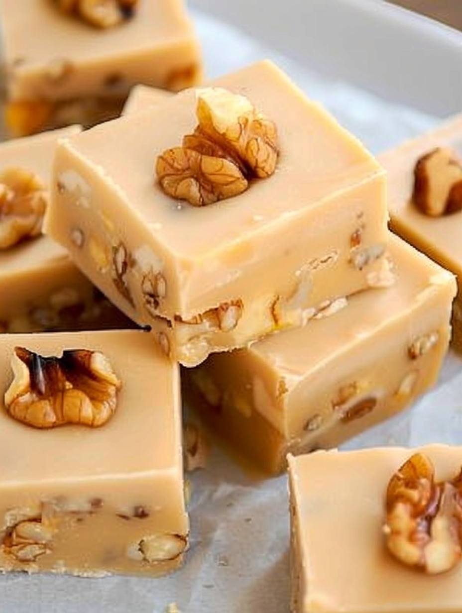 Sliced maple nut fudge squares
