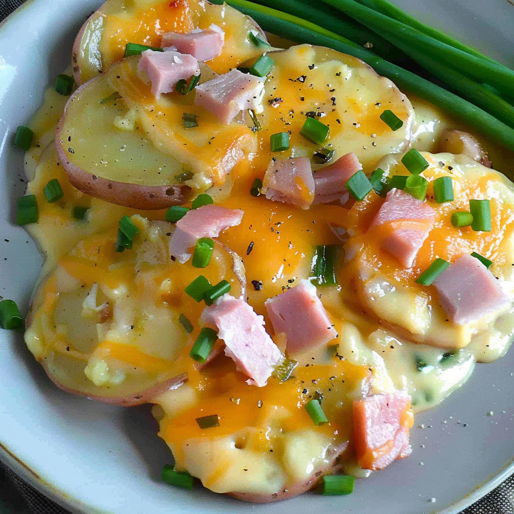 Slow Cooker Creamy Ham and Potatoes