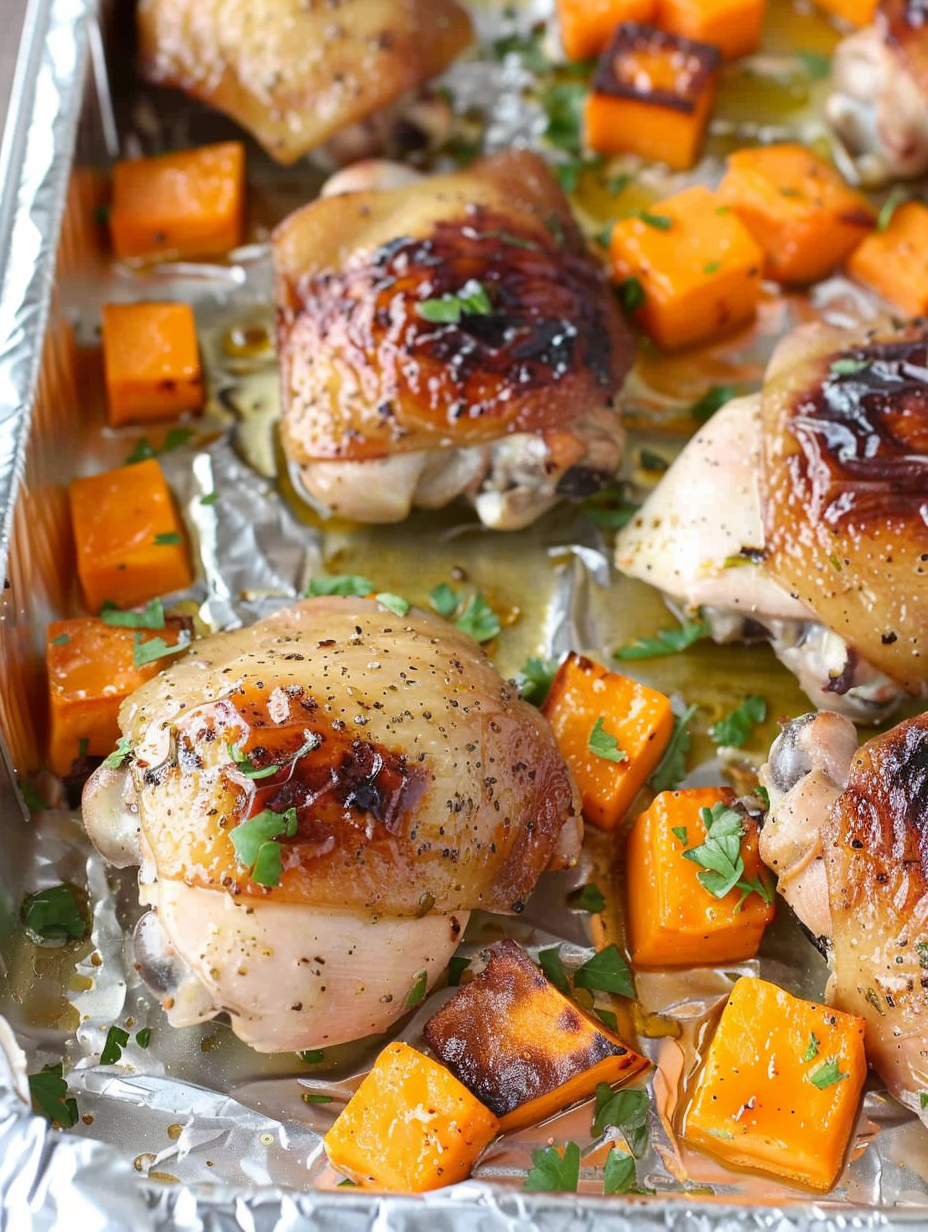 Honey Garlic Roasted Chicken on sheet pan