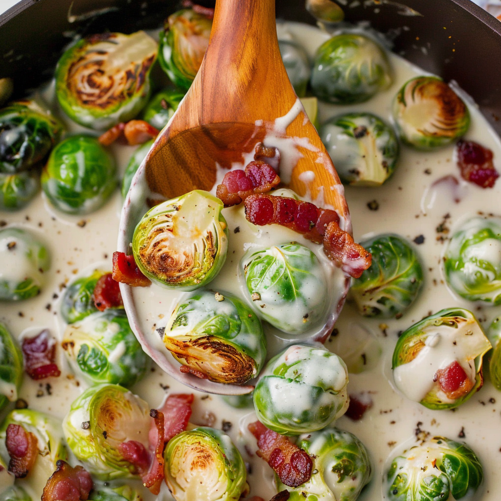 Brussels Sprouts in Alfredo Sauce