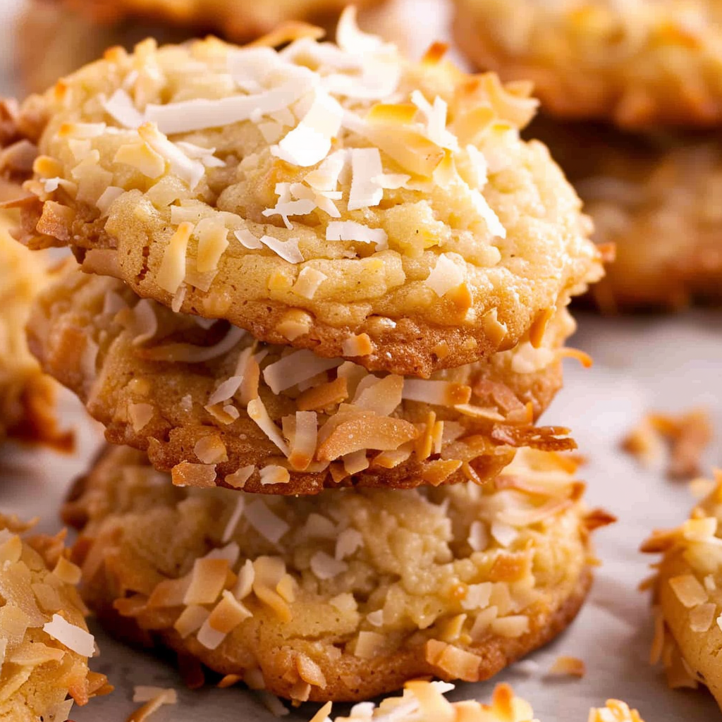 Coconut Cookies with Crunchy Edges and Chewy Centers