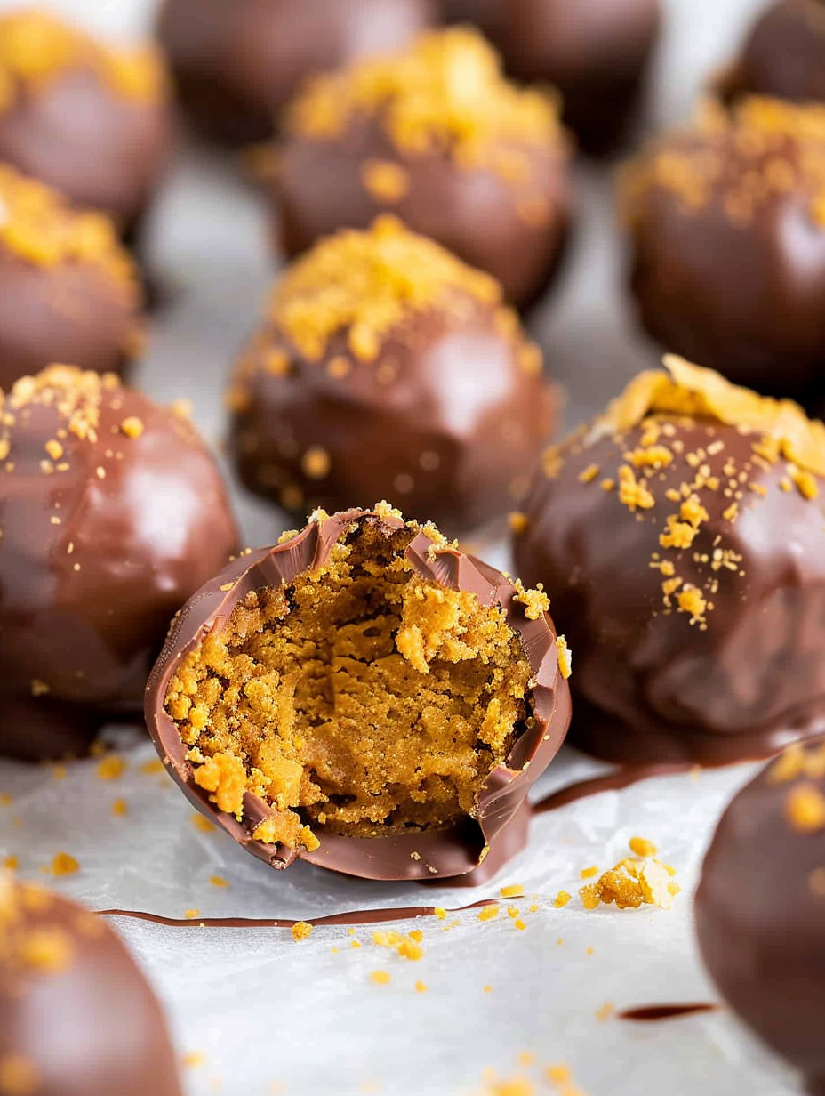 Gingersnap truffles on waxed paper