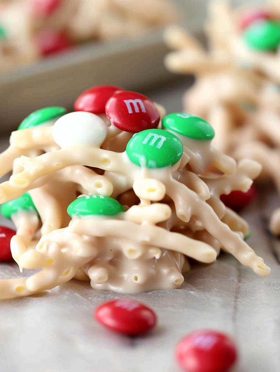 Holiday Haystacks on parchment-lined sheet