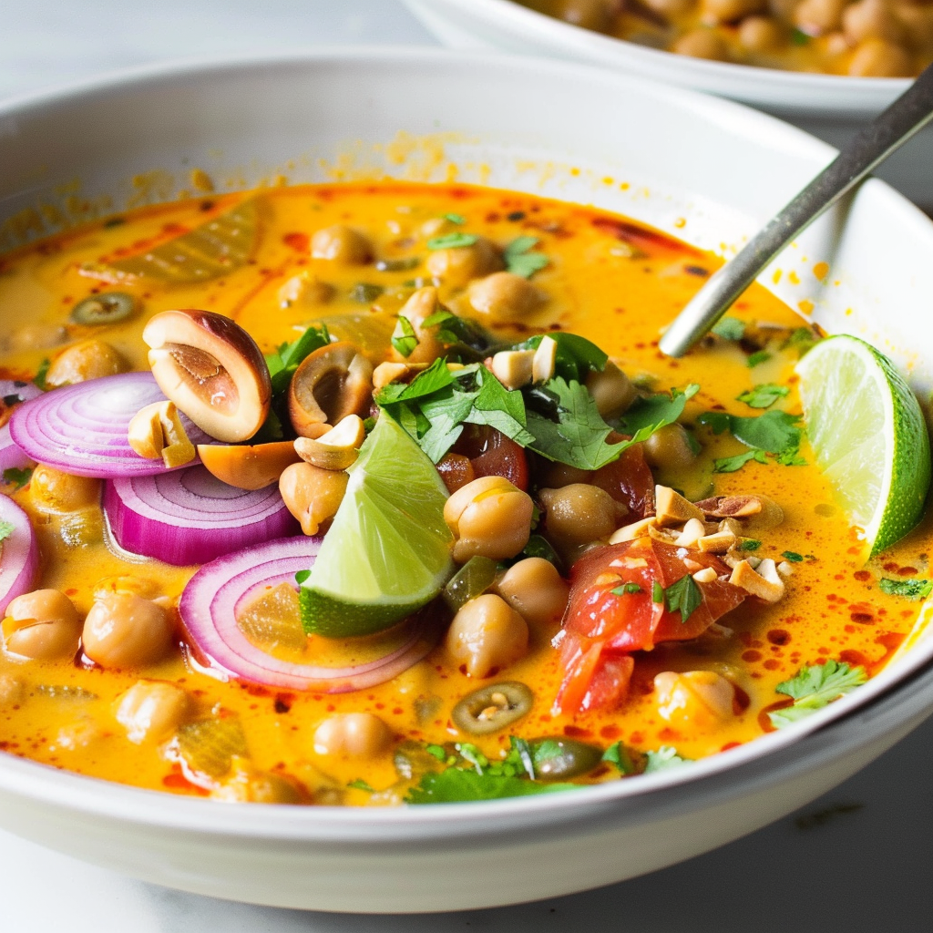 30 Minute Chickpea and Tomato Coconut Curry Soup