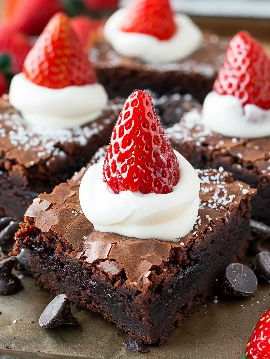 Tray of Santa Hat Brownies with festive presentation