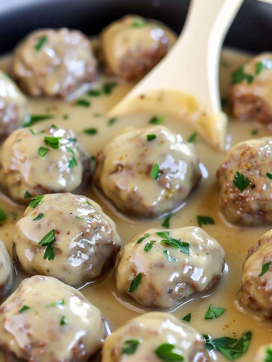 Baked Swedish meatballs on parchment
