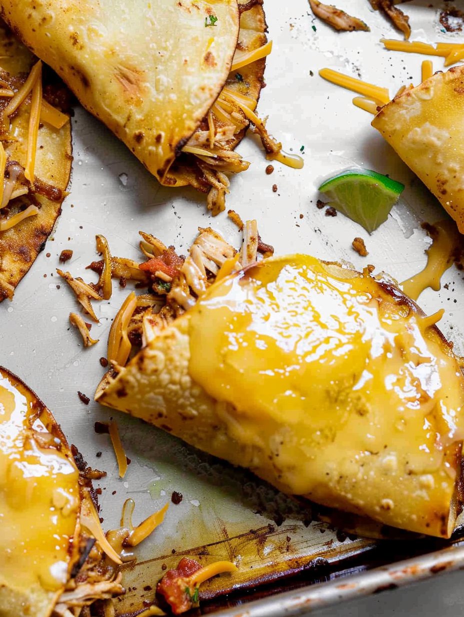 Plated crispy tacos with toppings