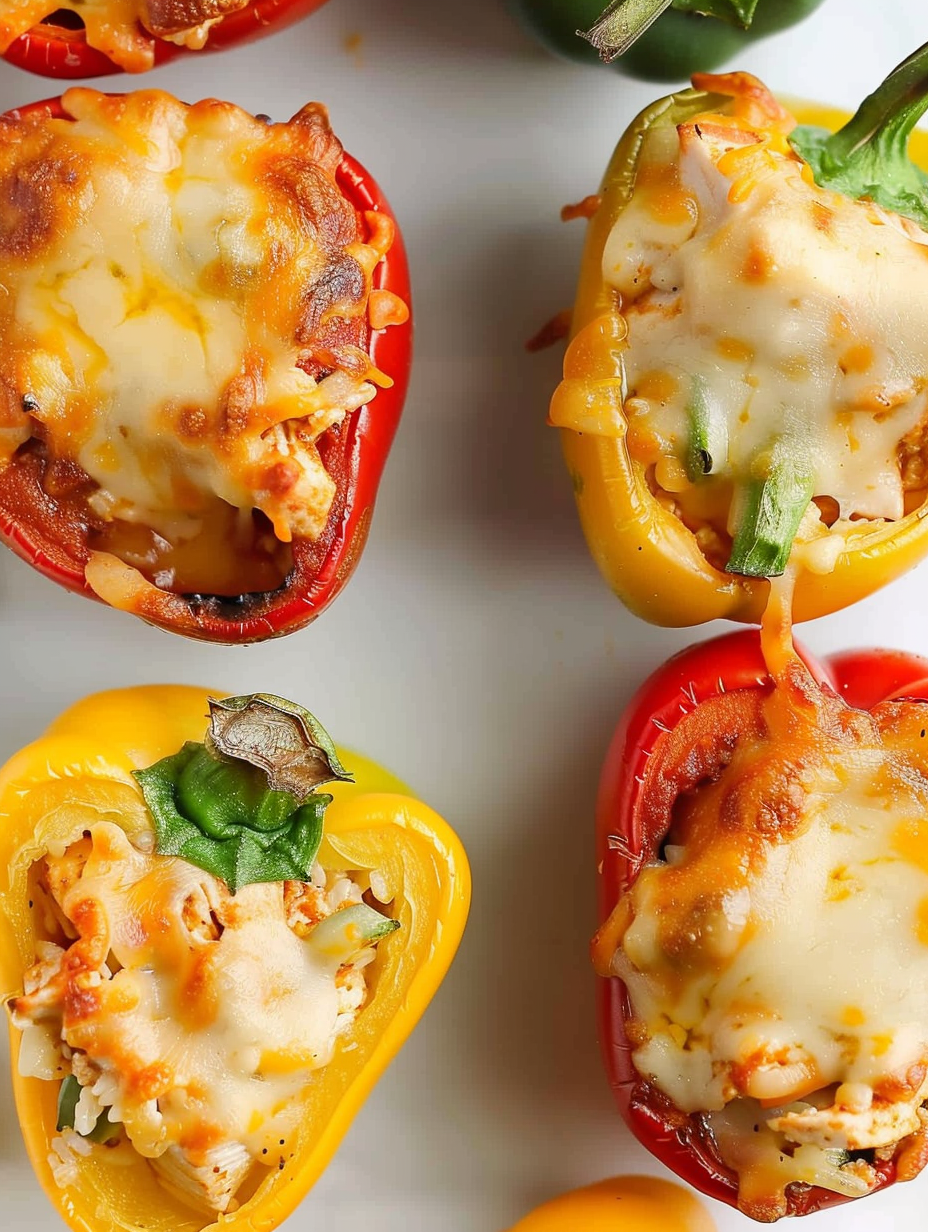 Close-up of stuffed pepper with melted cheese