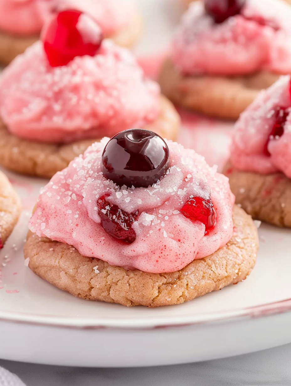 Cherry Kiss cookies with Hershey's Kisses on top
