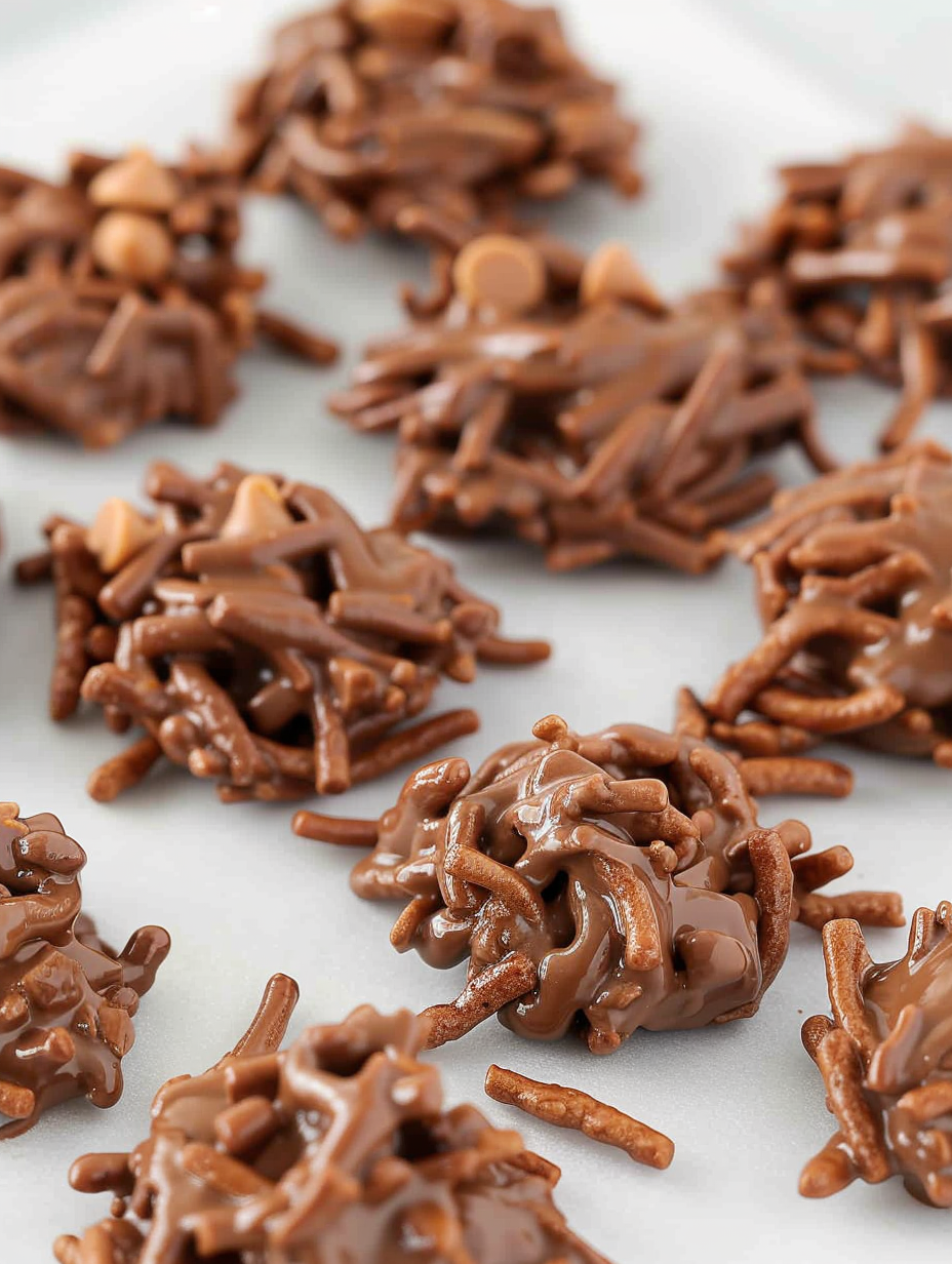 Finished haystack clusters cooling on parchment paper
