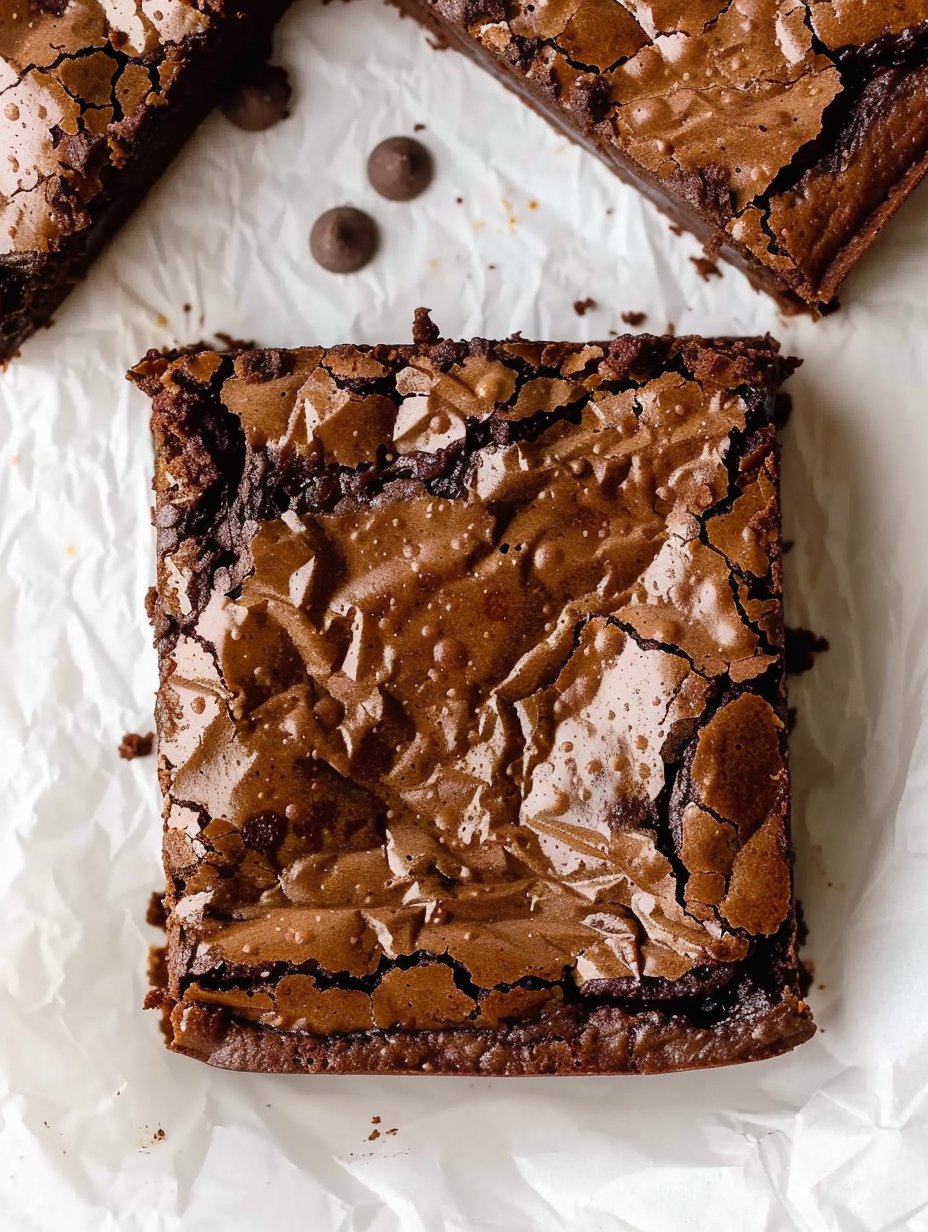 Close-up of a fork cutting into a fudgy brownie