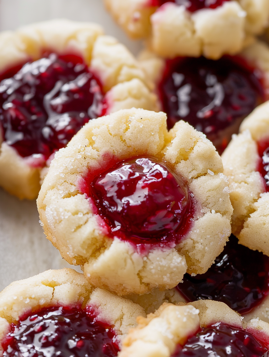 5-Ingredient Raspberry Cheesecake Thumbprint Cookies