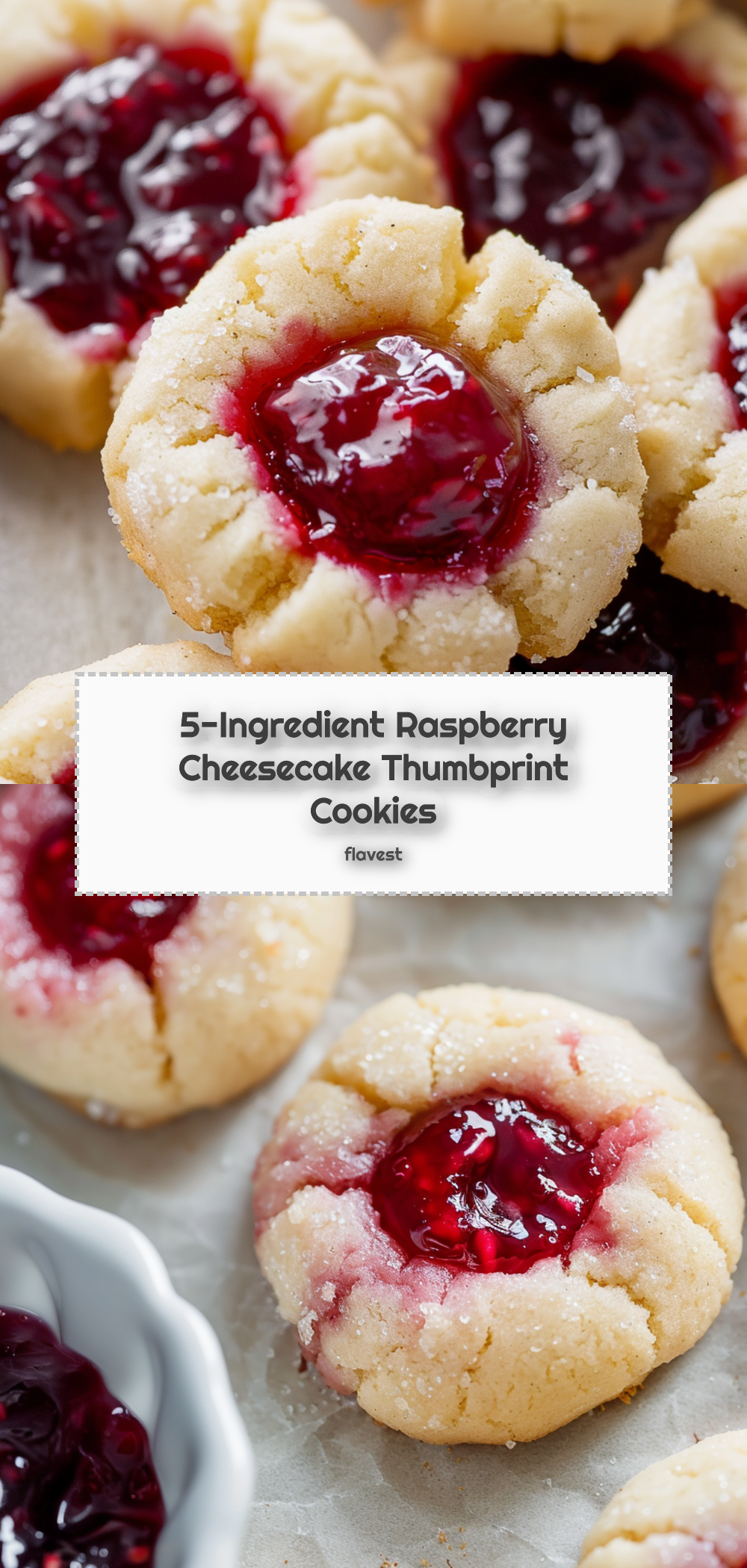 5-Ingredient Raspberry Cheesecake Thumbprint Cookies