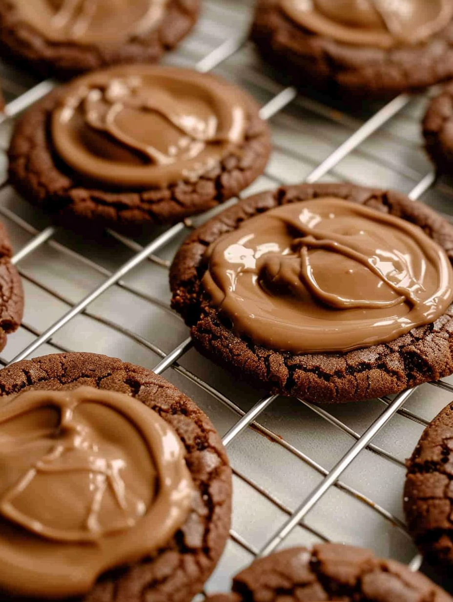 Close-up of an Andes Mint Cookie with melted mint