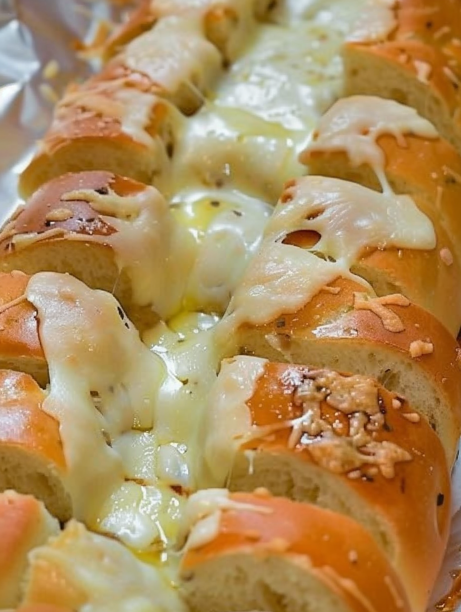 Pull apart garlic cheese bread fresh from oven