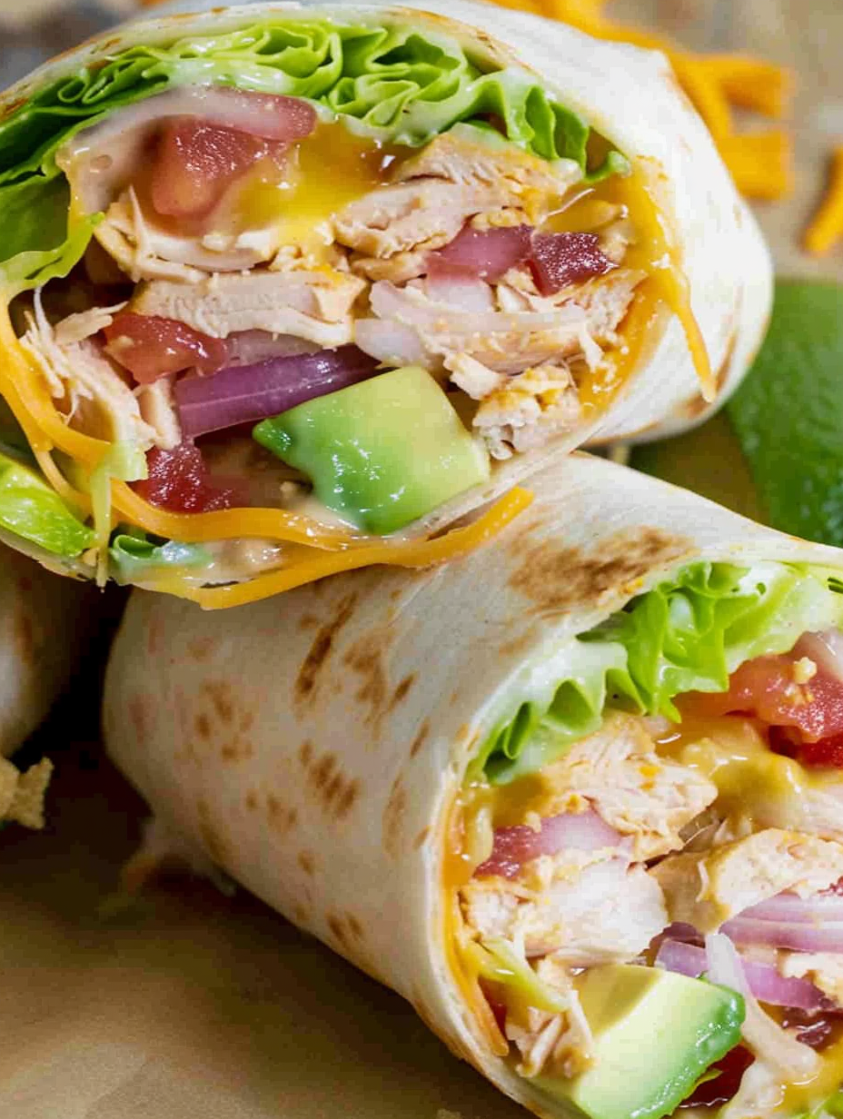 Ingredients laid out for BBQ Chicken Wraps