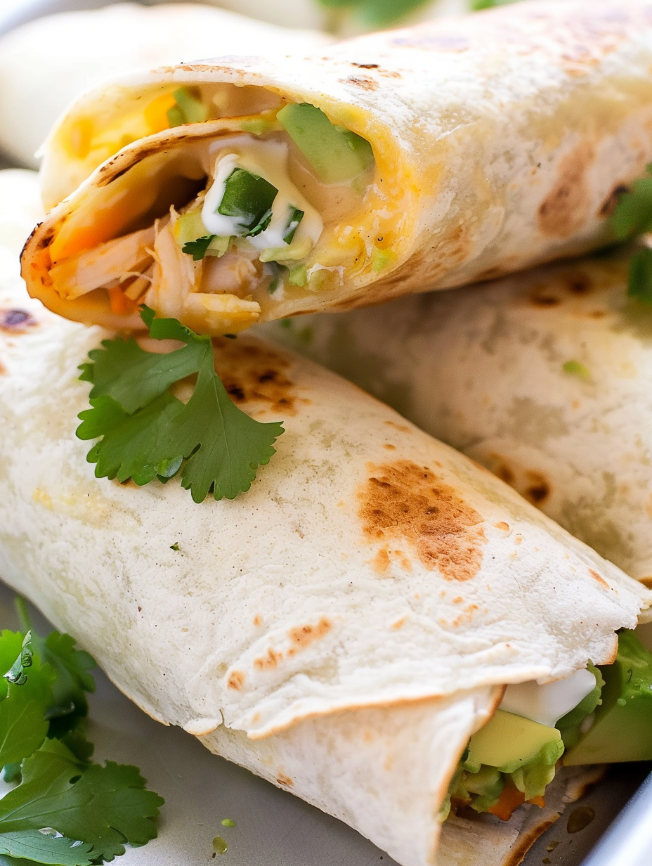Baked Avocado Chicken Burritos