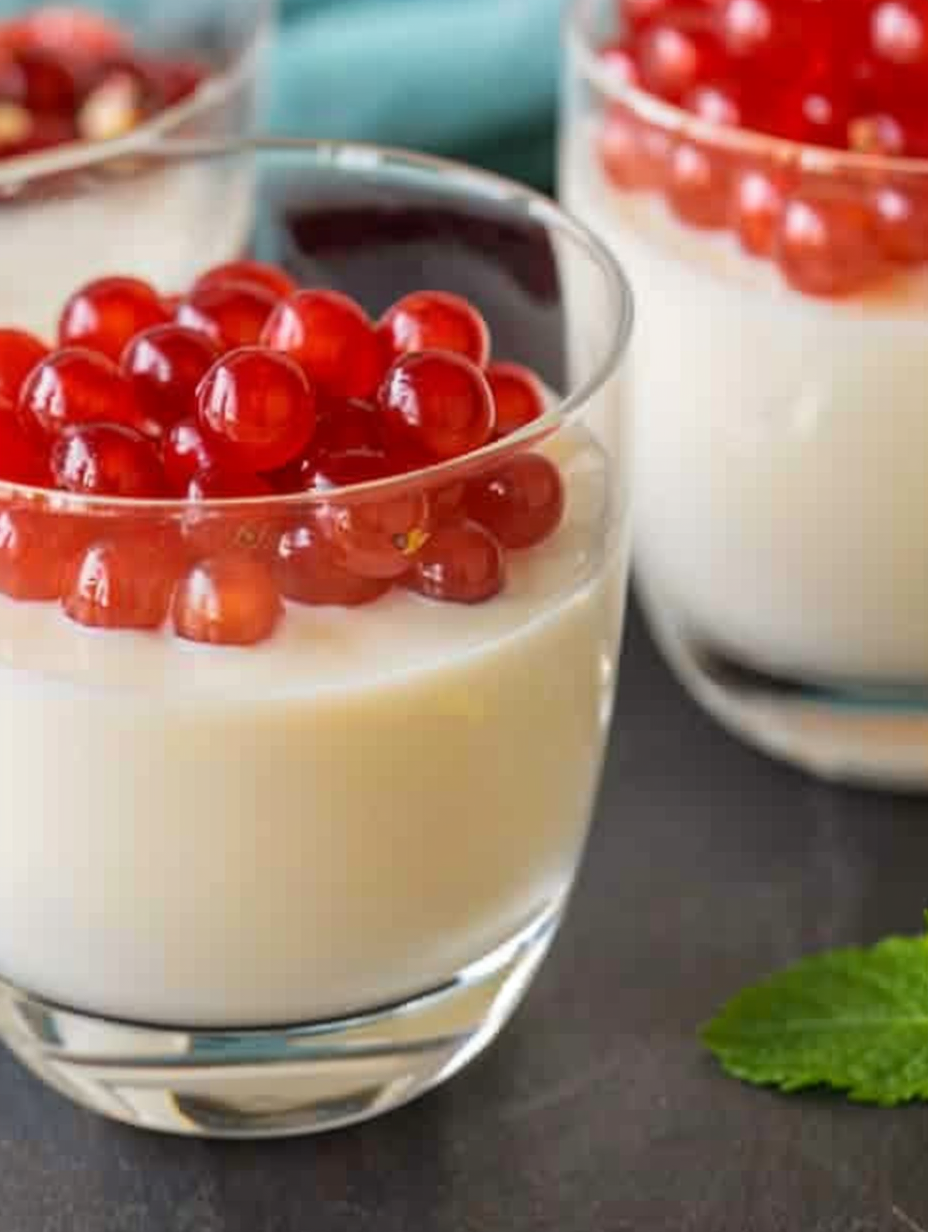 Close-up of creamy panna cotta texture