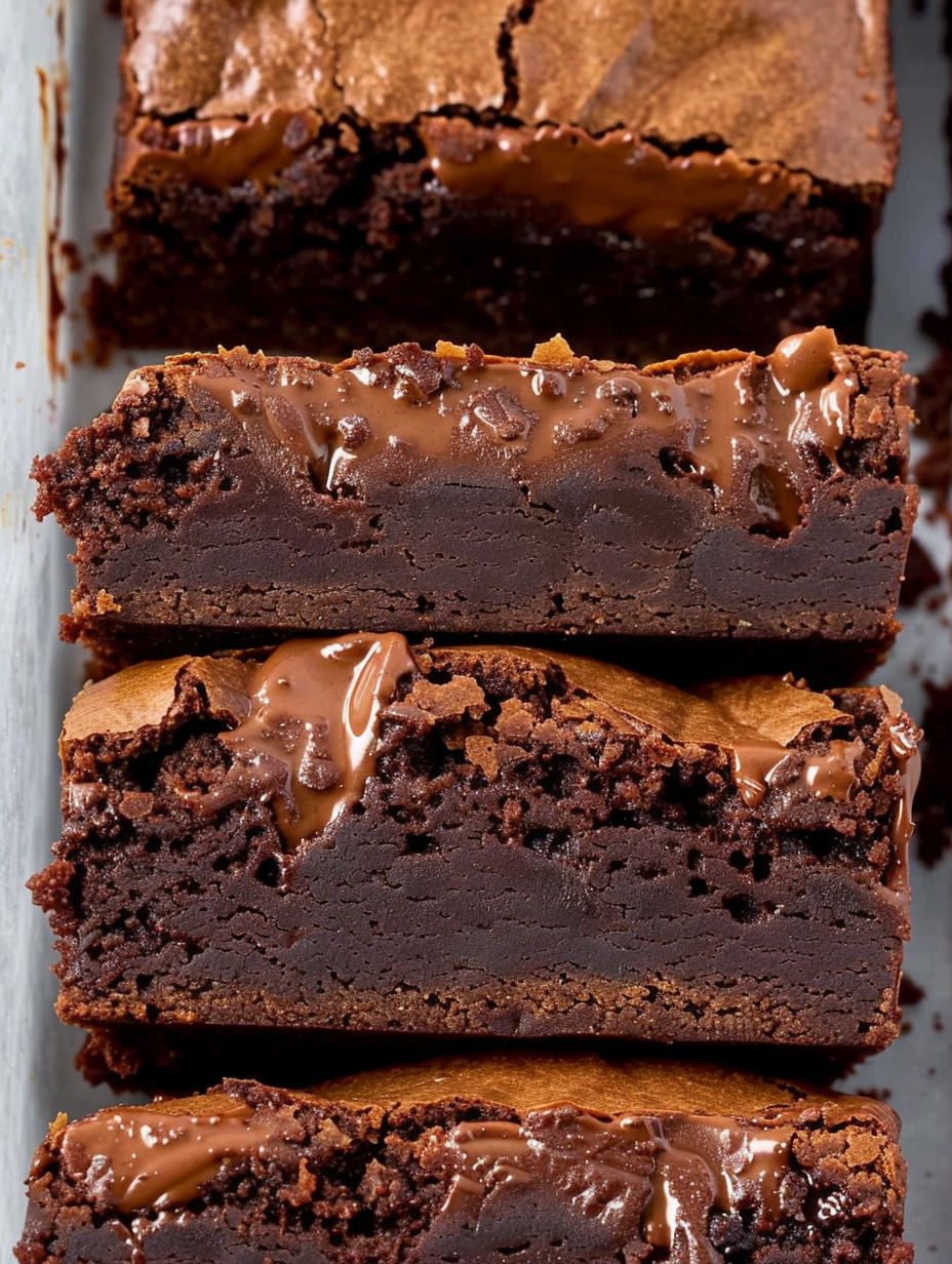 Nutella brownies with swirls in an 8x8 pan