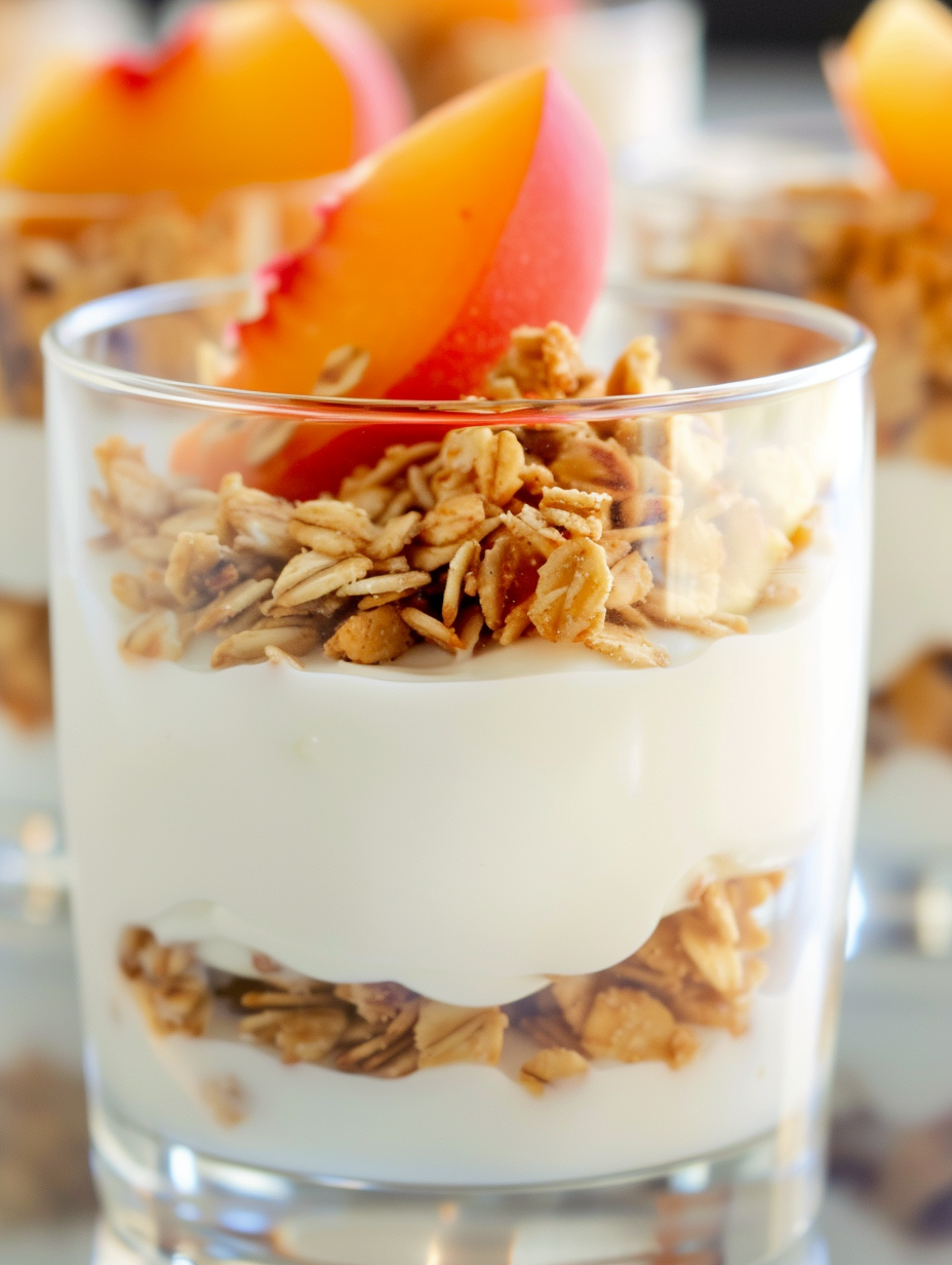 Fresh Peach Granola and Yogurt Parfait