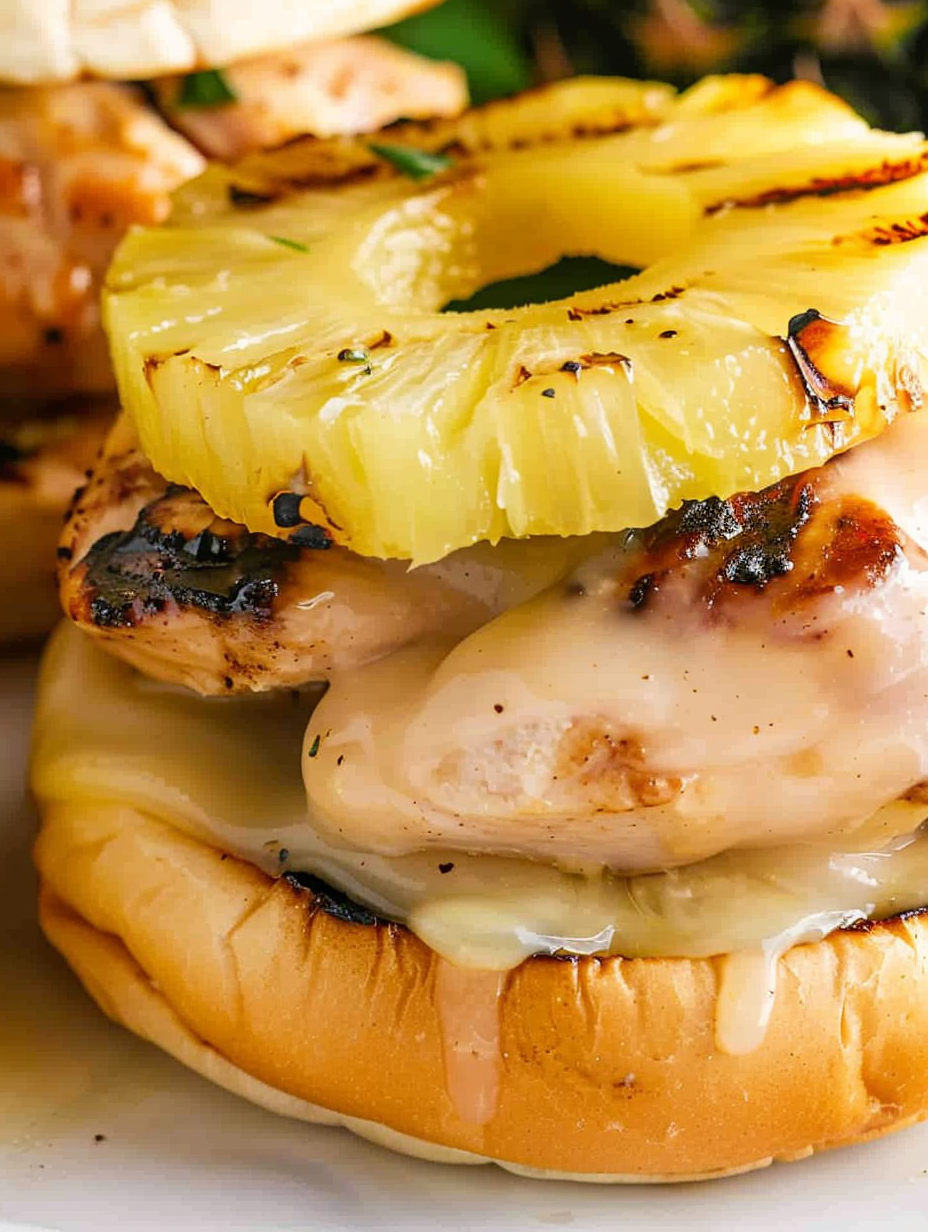 Grilled pineapple rings on the barbecue